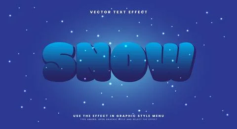 Snow 3d editable text effect, winter text style Stock Illustration