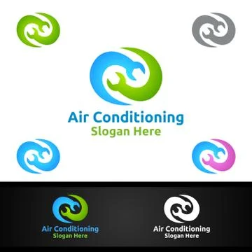 Snow Air Conditioning and Heating Services Logo Stock Illustration