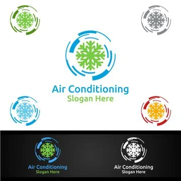 Snow Air Conditioning and Heating Services Logo Stock Illustration