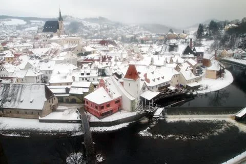 Snow all the town, Cesky Kurmlov, Czech Republic Stock Photos