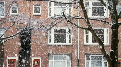 Snow in Amsterdam Stock Footage 595595