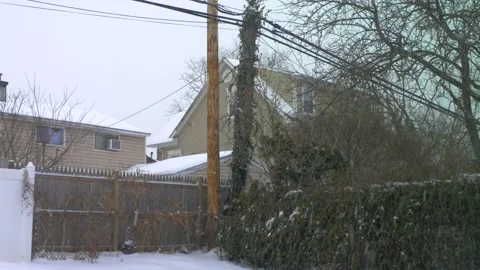 Snow and backyard Stock Footage