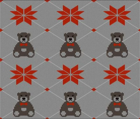 Snow and bear on the knitting pattern, Happy new year, vector illustration Stock-Illustration
