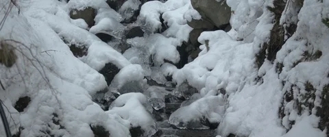 Snow and brook, mountain, winter Stock Footage 93488017