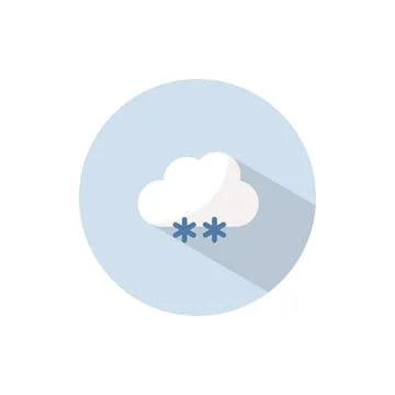 Snow and cloud. Flat icon on a circle. Weather vector illustration Stock Illustration
