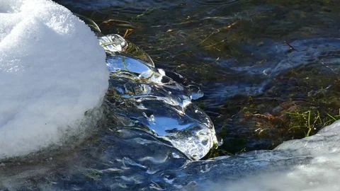 Snow and ice melting in spring Stock Footage