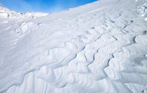 Snow and ice patterns on Mt. Ngauruhoe, New Zealand Stock Photos