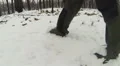 Snow and male feet. POV clip HD Footage