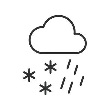Snow and rain cloud icon in line design. snow, rain, cloud, weather, winter Stock Illustration