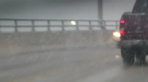 Snow and Sleet - Driving Stock Footage 47045398
