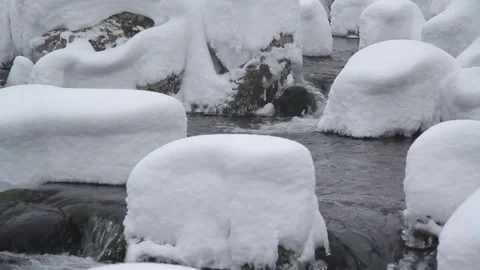 Snow and stream Stock Footage 94396054
