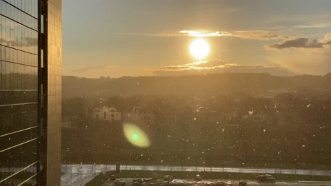 Snow and sun in the end of April in Vilnius, Lithuania Stock Footage 153075340