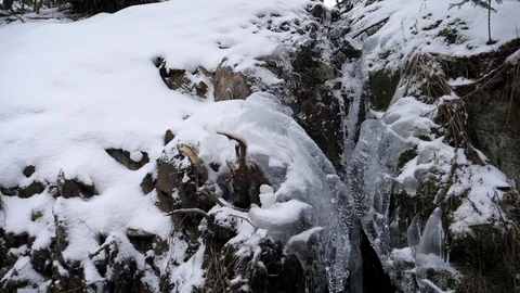 Snow and waterfall Stock Footage 86115830