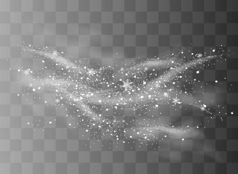 Snow and wind on a transparent background. White gradient decorative element Illustrazione stock