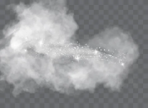 Snow and wind on a transparent background. White gradient decorative element Stock Illustration