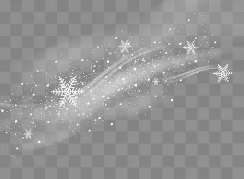 Snow and wind on a transparent background. White gradient decorative element Stock Illustration