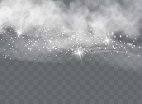 Snow and wind on a transparent background. White gradient decorative element Stock Illustration