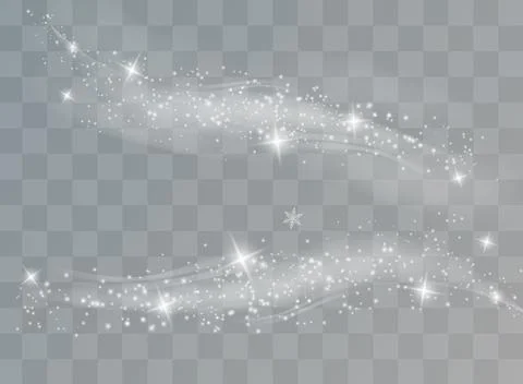Snow and wind on a transparent background. White gradient decorative element. Stock Illustration