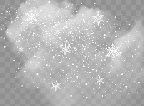 Snow and wind on a transparent background. White gradient decorative element Illustrazione stock