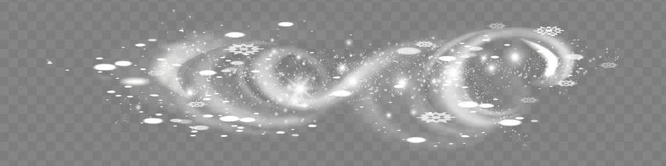 Snow and wind on a transparent background. White gradient decorative elemen.. 库存插图