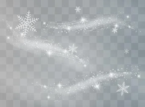 Snow and wind on a transparent background. White gradient decorative element Illustrazione stock