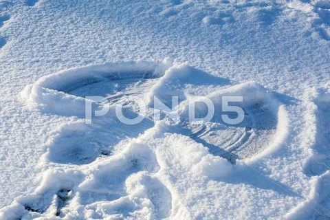 Snow Angel On Clean Snow At Winter