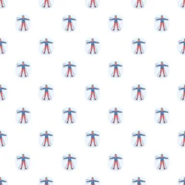 Snow angel pattern creating seamless winter childhood background Illustrazione stock