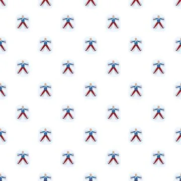 Snow angels pattern creating winter fun background Stock Illustration