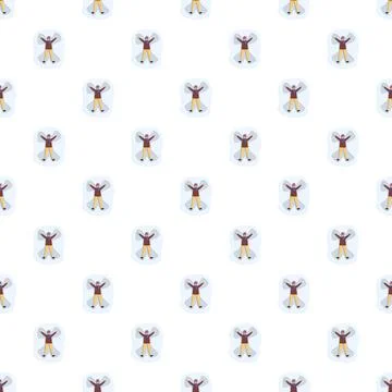 Snow angels pattern showing winter kids activities 스톡 일러스트