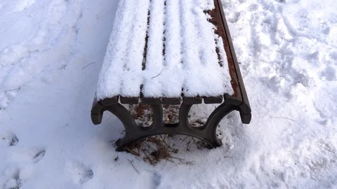 The Snow Around a Bench Park 스톡 동영상 127500548