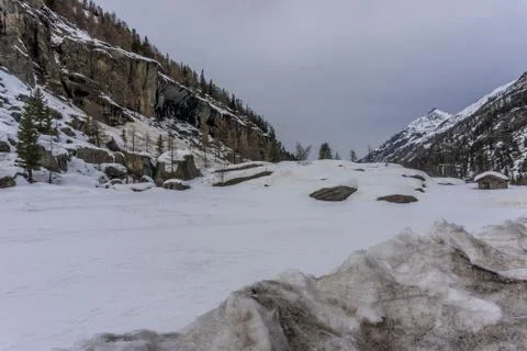 Snow avalanche in the mountains Stock Photos