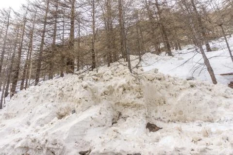 Snow avalanche in the mountains Stock Photos