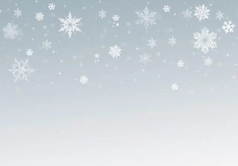 Snow background. Grey and white Christmas snowfall. Winter concept with falli Stock Illustration