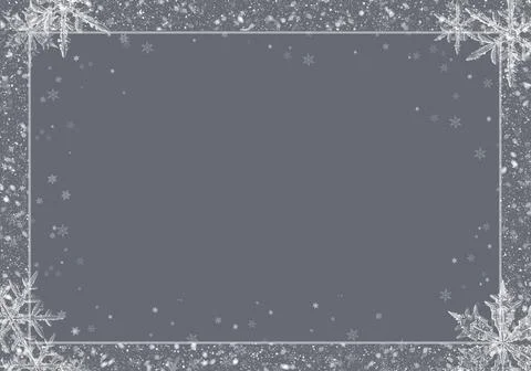 Snow background. Grey winter frame with defocused flakes. Winter concept with Stock Illustration