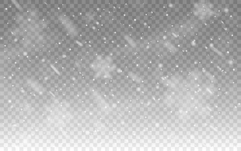 Snow background. Realistic snowfall. Cold winter template with white flakes Stock-Illustration
