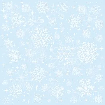 Snow background. Snowflake pattern. Blue snowfall wallpaper Stock Illustration