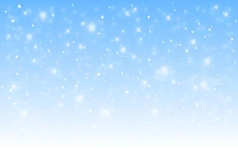 Snow background. Winter realistic snowfall. Defocused snowflakes on blue Stock-Illustration