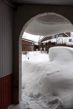 Snow in the backyard Stock Photos