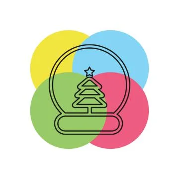 Snow ball Christmas tree vector icon illustration Stock Illustration