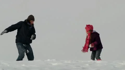 Snow ball fight Stock Footage 22666449