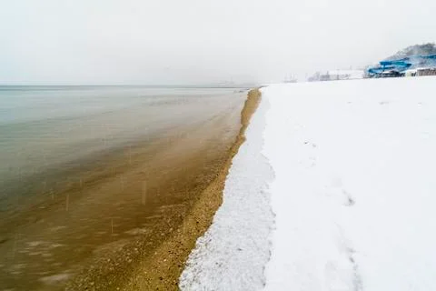 Snow in the beach Stock Photos