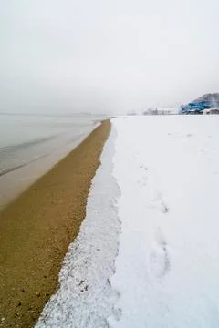 Snow in the beach Stock Photos