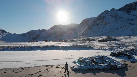 Snow on the beach in a sunny day Stock Footage 106924770