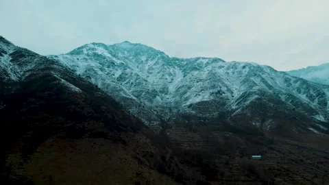 Snow bed dried by drought in mountains forest and deep valleys. Stock Footage 294868780