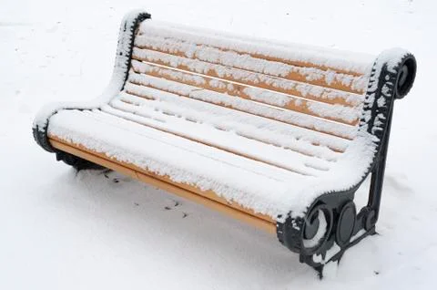 Snow bench Foto stock