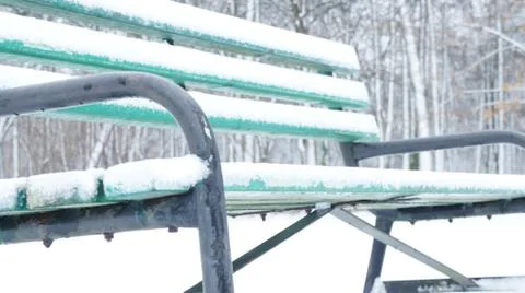 Snow on the bench 스톡 사진