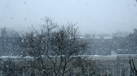 Snow Blizzard in a City Setting - Version 3 - Color Corrected Stock Footage 63325513