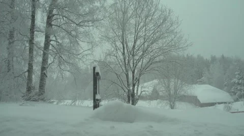 Snow Blizzard Mountain Hut Handheld 4K Stock Footage 59775045