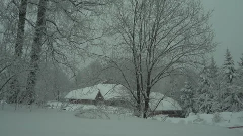 Snow Blizzard Mountain Hut Static 4K Stock Footage 59775094