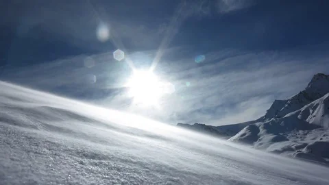 Snow blizzard in the mountains Video stock 70373251
